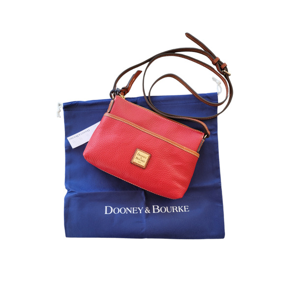 Dooney & Bourke Handbags - NWT Dooney & Bourke Ginger Pouchette Pebbled Grain Leather Red Crossbody Bag